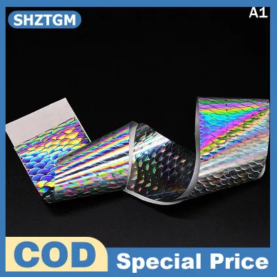 SHZTGM ฟิล์มฟอยล์ถ่ายโอนเกล็ดปลาแบบโฮโลแกรม4X50CM สติกเกอร์เลเซอร์แบบ DIY ศิลปะสำหรับติดกระจกรถยนต์เล็บอุปกรณ์เสริม