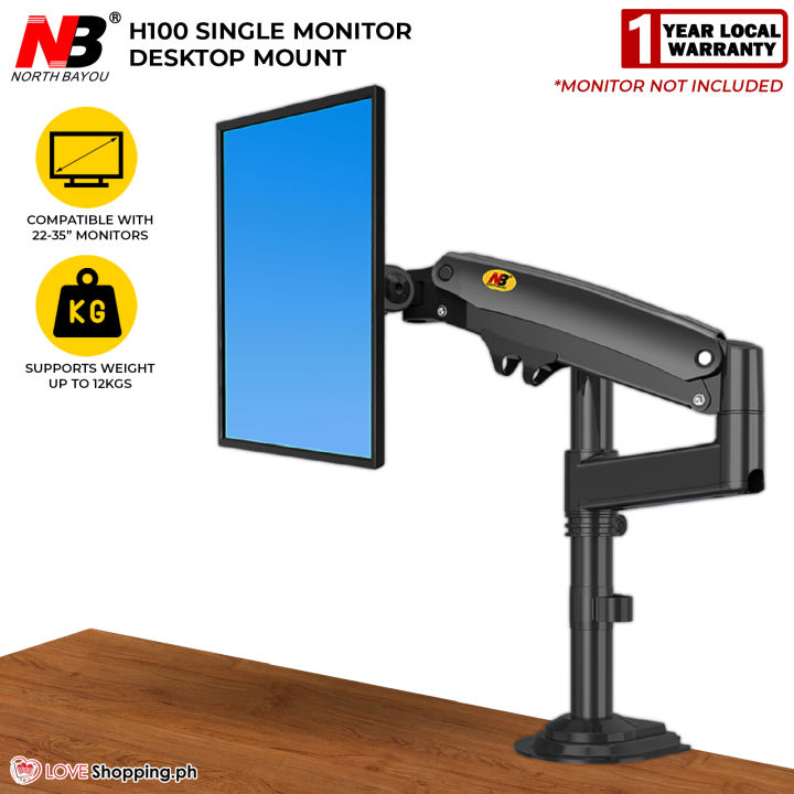 North Bayou NB H100 Single Monitor Desktop Mount Full Swing Adjustable ...