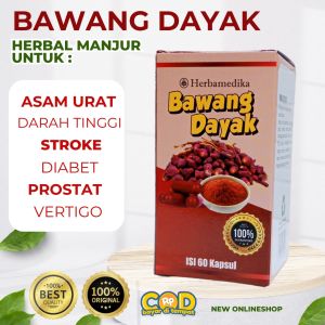 Obat Alami Darah Tinggi Kolesterol Asam Urat Vertigo Diabet Asma Migrain - Kapsul Bawang Dayak Asli