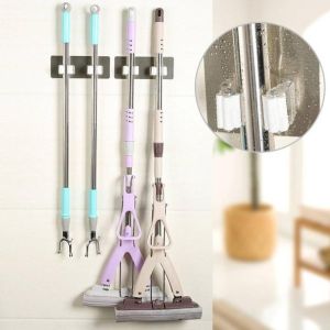 TIMES LORD 1Pcs Waterproof for Mop Brush Self-Adhesive Wall Mounted Storage Rack Mop Clip Mop Organizer Broom Hanger Wall Hook