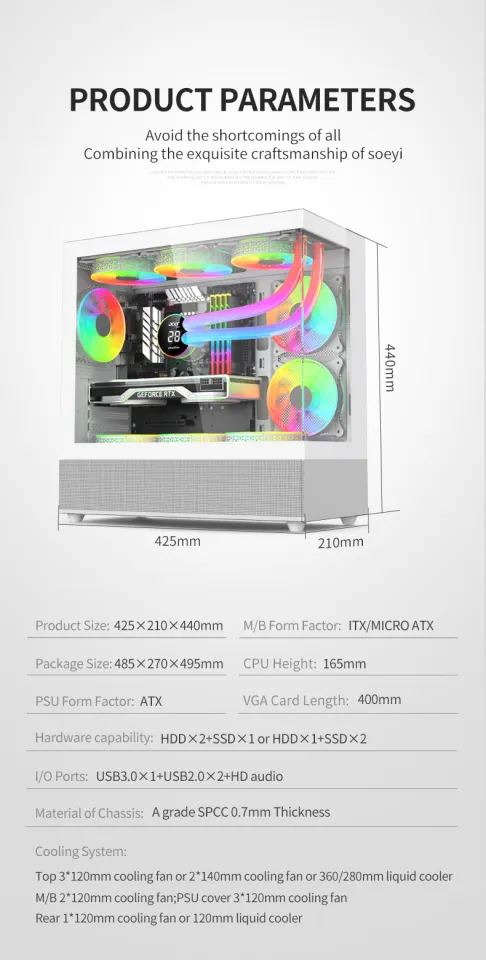 Acer V920 No Screws Throughout Full View Case ITX/Micro ATX gaming case | Lazada PH