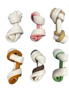 Knott Bone 2.5 inch Rawhide Teeth Twisted Chew Bone Knot Treat Dog Chew Dogs Essential Adult Puppy