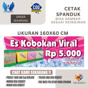 Cetak Spanduk Banner ES KOBOKAN VIRAL Costom Desain