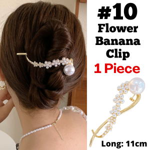 AIDA Premium Elegant Pearl-Embellished Banana Hair Clip Non-Slip Hair Accessory Klip Rambut Hiasan Mutiara高雅珍珠装饰香蕉夹防滑发夹