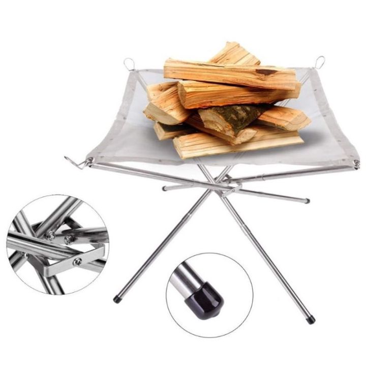 CAMPGURU Portable Fire Pit 304 Stainless Steel Mesh Camp Fire Pit
