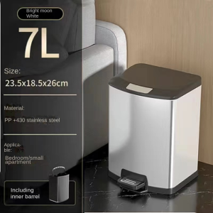 Stainless Foot Pedal Trash Bin Waste Can with Plastic Bucket Inside