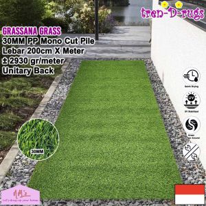 Tren-D-rugs Karpet rumput sintetis palsu synthetic artificial grass meteran tinggi 30 mm tebal lebar 200 cm alas lantai dekorasi rumah taman halaman golf indoor outdoor - NMs