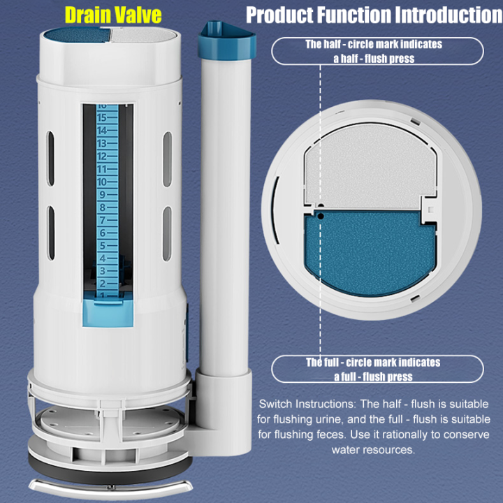 Toilet Single Flush Valve Press Button Lever Handle Valve Outlet TOILET ...