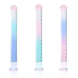 Cat Claw Ruler 15CM Gradient Colour Stationery School Student Ruler Cartoon Pembaris