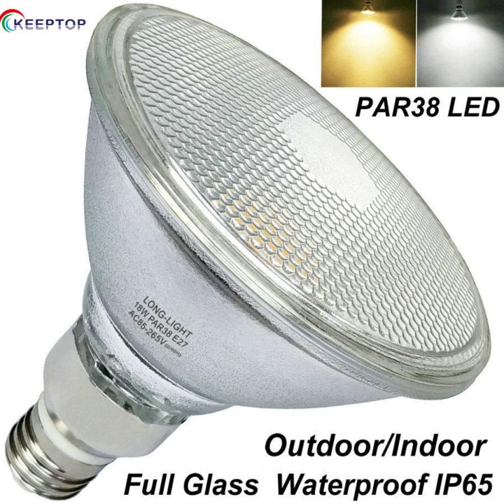 KEEP Classic Glass E27 led light bulbs 18W PAR38 indoor outdoor Spotlight Waterproof IP65 Cool white Daylight6000K 6500k Soft Warm white 2700k 3000K 85 265V Wall Lights Flood light equivalent