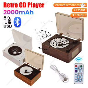 Portable Retro CD Player Rechargeable Bluetooth-Compatible 5.0 Wireless Speaker Support CD USB 3.5mm AUX CD Music Player