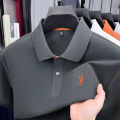 Men Summer Polo Shirt Business Casual Short Sleeve Loose Fit Tshirt Solid Color Embroidered Collar Top. 