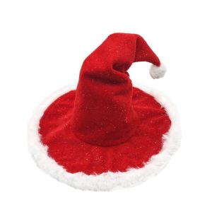 DJDK Plush Witch Christmas Hat Soft Comfortable Red Witch Hat Fashion Creativw Santa Claus Hat Adults