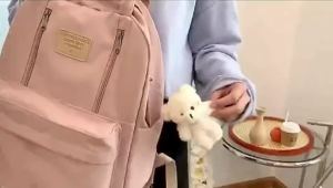 JNK #1199 Korean Style Multi-Pocket Backpack Student School with Plushie Bear 16inches