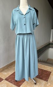 Set Crop Rok Bahan Crinkle Airflow Wanita Kekinian