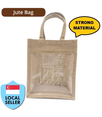 [Ready Stock In SG] Jute Gift Bag (L 20cm x W 10cm x H 22cm)