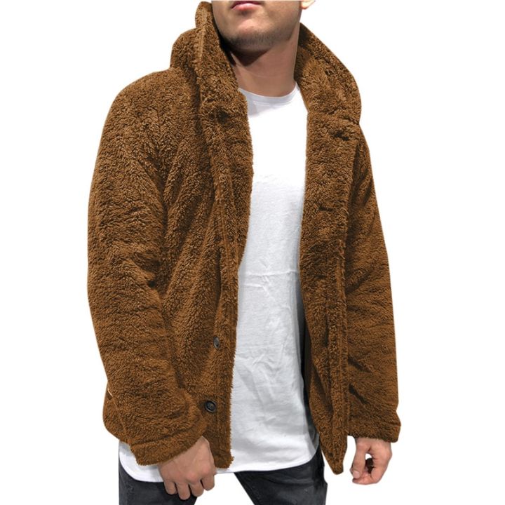 Mens Buttons Coat Warm Faux Fur Winter Casual Loose Double-Sided Plush  Hoodie Fluffy Fleece Fur Jacket Hoodies Coat Outerwear Lazada PH