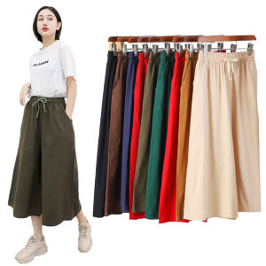 Quần Ống Rộng Nữ Phong Cách Hàn Quốc Mùa Hè 2021 Quần Vải Lanh Cotton Quần Ống Rộng Thường Ngày Thon Gọn Cạp Cao Quần XXL-3XXL Váy