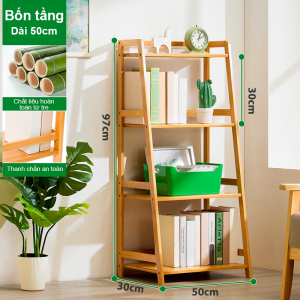 KUCA Kệ gỗ hình thang bằng tre kệ gỗ 3/4/5 tầng đứng trên sàn kệ lưu trữ gia đình kệ nhiều tầng