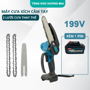 [GIẢM GIÁ] Bộ Máy Cưa Xích PIN Cầm Tay New 2026 Sử Dụng 2 PIN199V Lõi Đồng Mạnh Mẽ Bền Bỉ Máy Bơm Nhớt Tự Động Tiện Dụng Cho Gia Đình Bảo Hành 12 Tháng