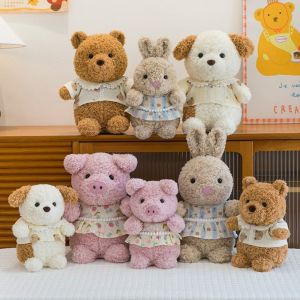 VERIDIAI Wearing Shirts Animal Bear Plush Toy Sitting Collection Animal Plush Doll  Decoration Little pig Little rabbit Stuffed Doll Kids Birthday Christmas