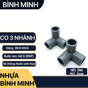 Co Ba Nhánh Trơn BÌNH MINH Nối Ba Nhánh Dán Ống Phi 21 27 34