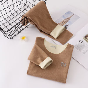 KON683 เด็กชุดชั้นใน สองด้านเยอรมัน บวกกำมะหยี่ ไม่มีร่องรอย เสื้อผ้าฤดูใบไม้ร่วงกางเกงขายาว ชายและหญิง ชุดนอนที่อบอุ่น บ้านบริการ