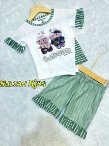 Pakaian anak-anak perempuan bahan baby terry kombinasi dengan knig motif boneka viral usia 1 sampai 6 tahun//Setelan anak-anak perempuan l46ubu bahan babyterry kombinasi knig usia 1 sampai 6 tahun