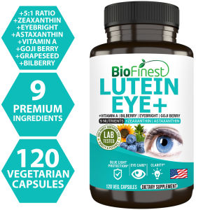 Biofinest Lutein Eye+ Vitamin Supplement - 5:1 Ratio Zeaxanthin Astaxanthin Eyebright Bilberry - Improve Contrast Fine Detail Eye Health - Support Healthy Lens Macula Retina Night Vision - Soothe Blue Light Aging Tired Dry Eye Strain (120 Veg. Capsule
