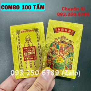 [Giá KM] [100 LÁ] Thẻ Kim Bài Ngũ lộ thần tài mạ vàng plastic tài lộc bình an may mắn - Đã Khai Quang