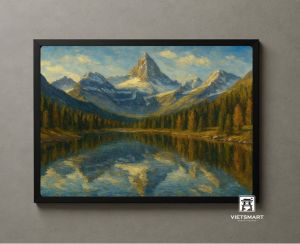 Tranh Nghệ thuật "Núi Rừng Và Hồ Nước" VIETSMART ART - Acrylic 45 x 60cm