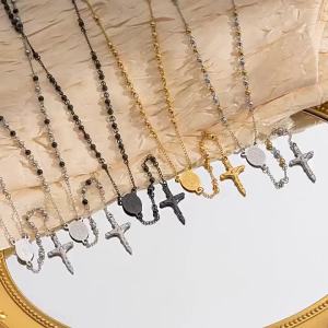 Gửi hàng từ Trung Quốc [2025] Dây chuyền hạt chéo mới bán chạy phổ biến bằng thép titan không gỉ 4mm Dây chuyền hạt Phật trang sức sang trọng nhẹ 042