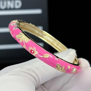 HUNIU Enamel Chinese Cloisonne Bracelet Traditional Double Bangle Womens Hand Bracelet Bangle on Hand Classic Peony Filigree Flower Bangle Gifts for Women Girl