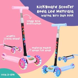 Scooter Kick board Skuter Otoped Anak lampu Roda 3
