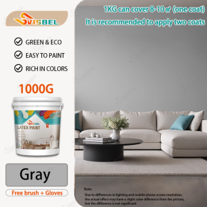 Wall latex Paint Interior Exterior Use for Cement Wall LatexPaint- 1KG With Brush Formaldehyde-Free Eco-Friendly WearStain Resistant Waterproof UV protectionWall Paint