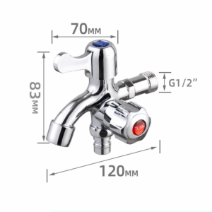 GTRBFDS G1/2 Vòi nước hai đầu ra Thép không gỉ Tay cầm thẳng Vòi nước điều khiển kép Đa năng Vòi nước một vào hai ra Phụ kiện phòng tắm