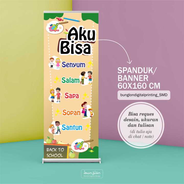 Spanduk, Banner Aku Bisa 5S, Pedoman Ruang Kelas, Edukasi Anak, 5S, Dll Custom Desain