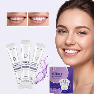 Premium Purple Teeth Whitening Mouthwash Single Use Sachets Alcohol Free Fresh Mint Breath Freshener Gentle Oral Care Portable2026