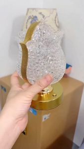 🔥รุ่นล่าสุด!!!LED มินิมอล ตกแต่งห้อง โต๊ะอาหาร เปลี่ยนได้สามสี ปรับความสว่างได้ แบบชาร์จ ไฟกลางคืนคริสตัลกุหลาบหรูหรา