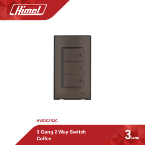 Himel 3 Gang 3 Way Switch Black   | Black rectangular switch with three toggle switches   | For controlling multiple electrical circuits   | Indoor home electrical installation scene