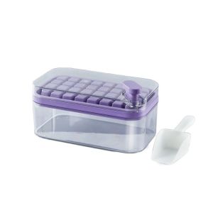 ZYJC SHOP Lưới 32/64 Hộp làm đá viên Kiểu bấm Với muỗng Khuôn làm đá viên Tự làm Tháo lắp dễ dàng Hộp đựng LCE Hộ gia đình