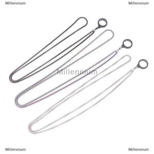 [COD] Millennium Anti-Lost Pen Lanyard Anti-drop Portable Metal Chain Necklace Lanyard Metal Lanyard Sling Snake Bone Chain With Rubble Ring