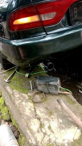 Knalpot Mobil Racing HKS & Pelangi Las Cacing Tabung Silver Suara Bas Gahar