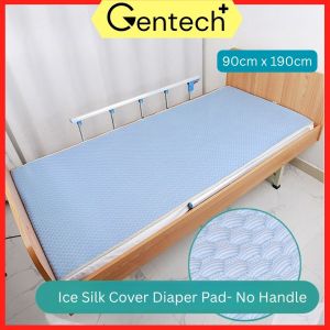 Ice Silk Mattress Pad Breathable & Washable Thickened Turn Over Diaper Pad with Handle for Elderly