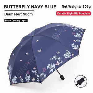 RAINPRO 3-Fold Umbrella – UV Protection Rain & Sun Use Black Coating Sunshade Design