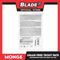 Monge Monoprotein Pate Wet Cat Food In Pouch For Kitten, Grain Free 85g (Pate Trota, Trout). 
