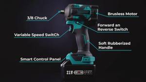 MUXTOOX cordless impact wrench brushless  1/2 inch Socket Drill Screwdriver