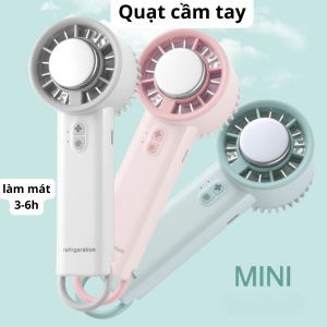 Mới 2025 - Quạt cầm tay mini làm mát bằng đá lạnh 3 cấp độ gió pin 3-6 giờ cầm tay để bàn động cơ không chổi than siêu bền N32