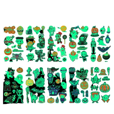 [SG]10PCs Halloween Luminous Sticker Pumpkin Ghost Tattoo Stickers Kid Halloween Party Diy Toys