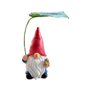 Gnomes Holding Leaf Umbrella Sculpture Miniature Garden Landscape Decors Indoor and Outdoor Holiday Statue Ornament Gift